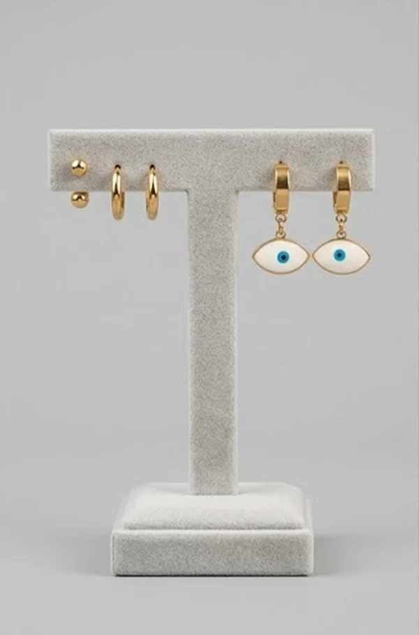 Evil Eye Huggie Earring Set of 3