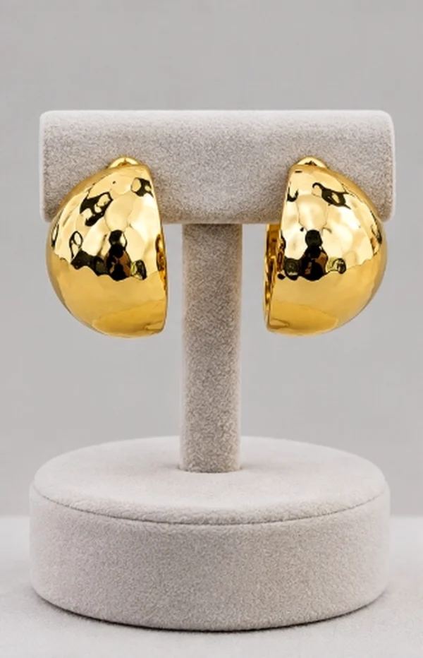 Hammered Gold Chunky Dome Stud Earrings