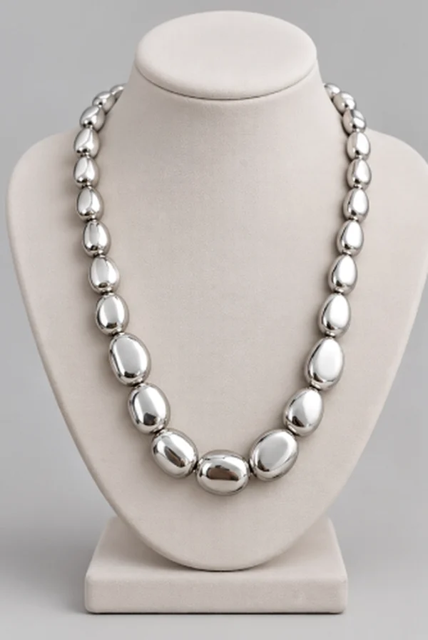 Molten Silver Graduated Pebble Chain