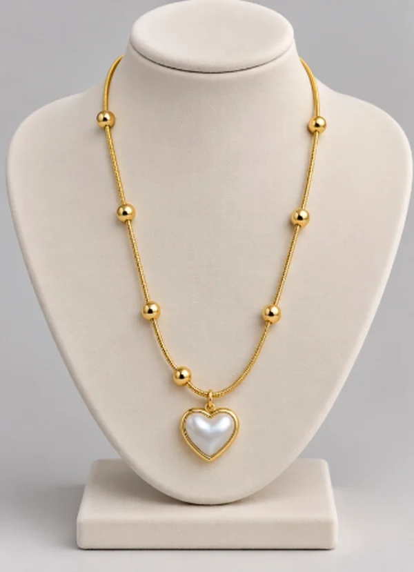 Mother of Pearl Heart Beaded Snake Chain