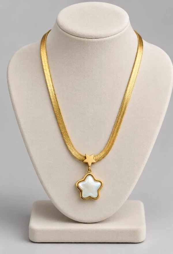 Mother of Pearl Star Herringbone Blade Chain