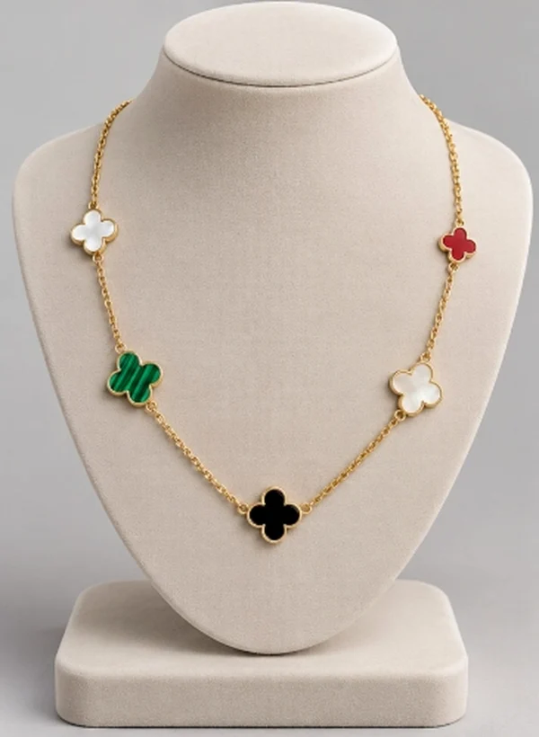 Multicolor 5-Motif Clover Station Chain