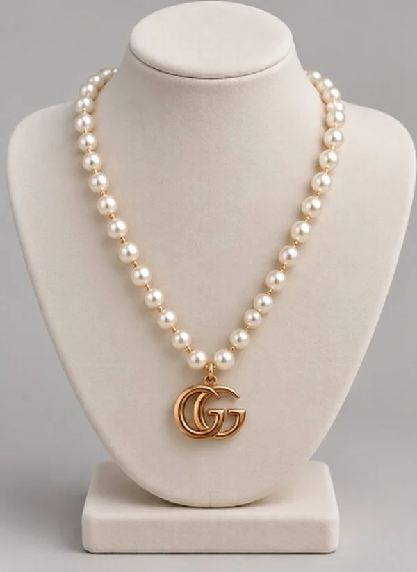 Pearl Interlocking Emblem Necklace