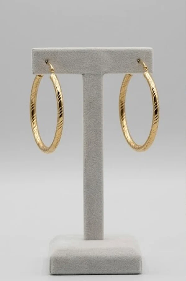 Textured Ribbed Gold Hoop Earrings